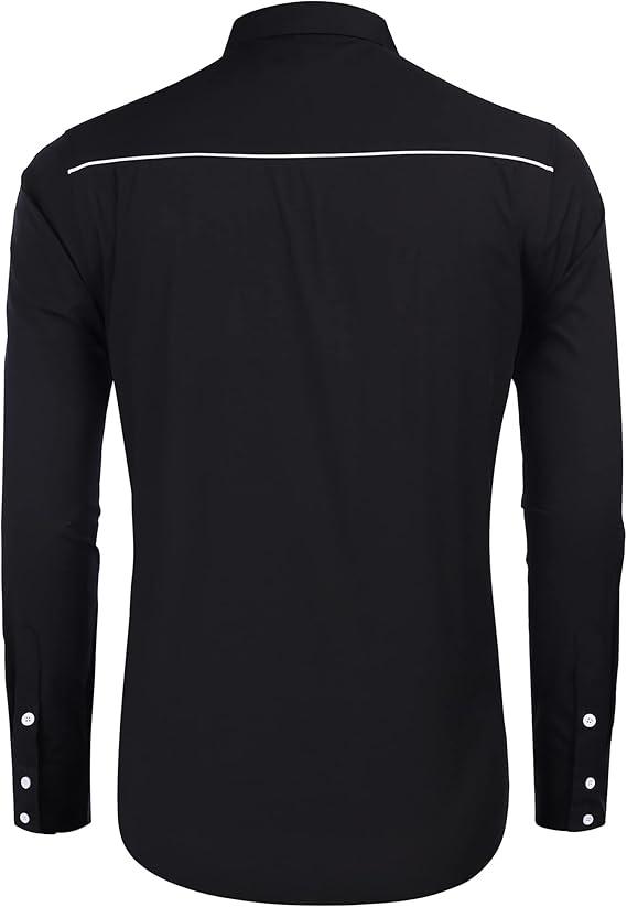 Men's Long Sleeve Embroideres Western Shirts-Black