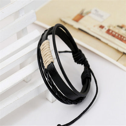 Unisex Quadruple Braided Leather Surf Bracelet