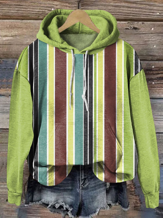 Colorful Stripe Art Print Casual Sweatshirt