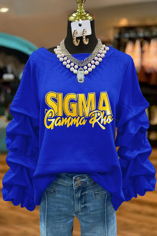 Classic Sigma Gamma Rho Sorority Print Pleated Sweatshirt