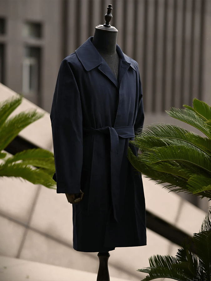 Men's Single-Breasted Belted Casual Trench Coat