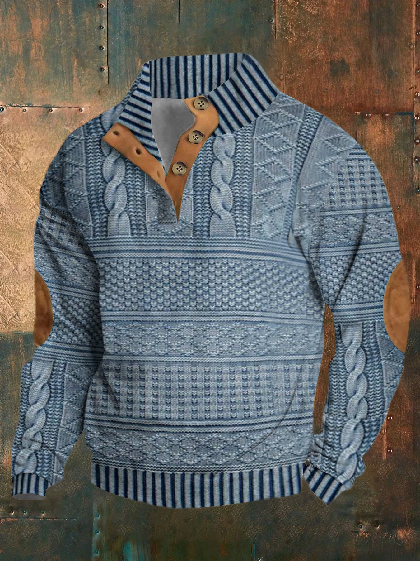 Men's Retro Western Stand Collar Sweatshirt