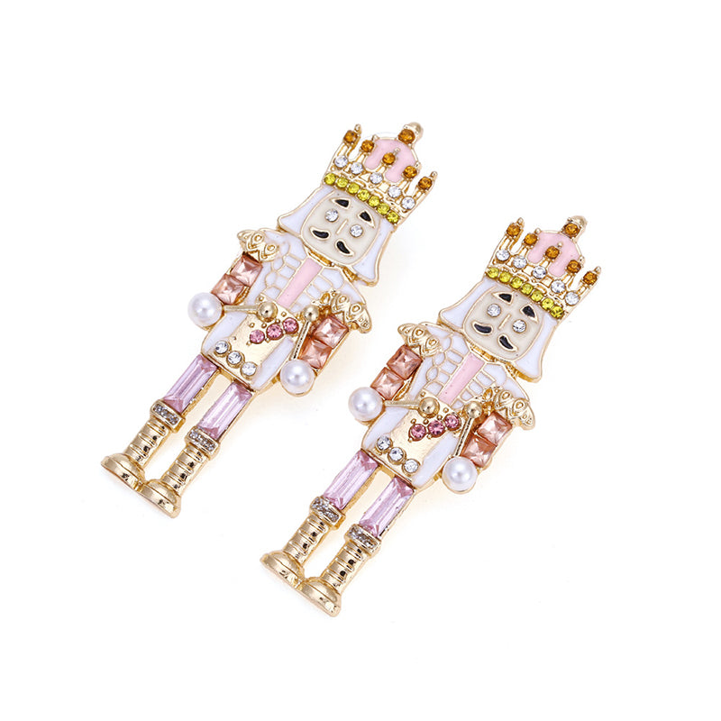 Christmas Nutcracker Soldier Rhinestone Earrings