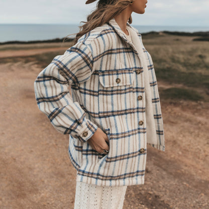 Retro Casual Fleece Plaid Jacket