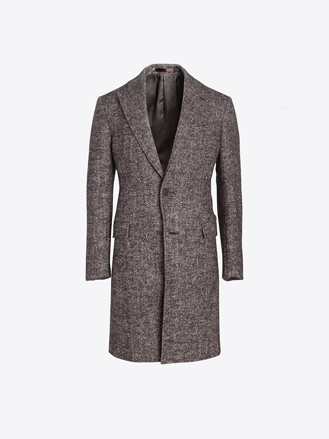 Men's Stylish Herringbone Single-Breasted Pocket Design Casual Woolen Coat