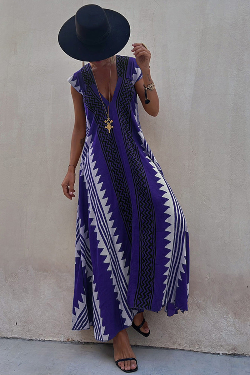 Beach Dates Ethnic Print A-line Maxi Dress