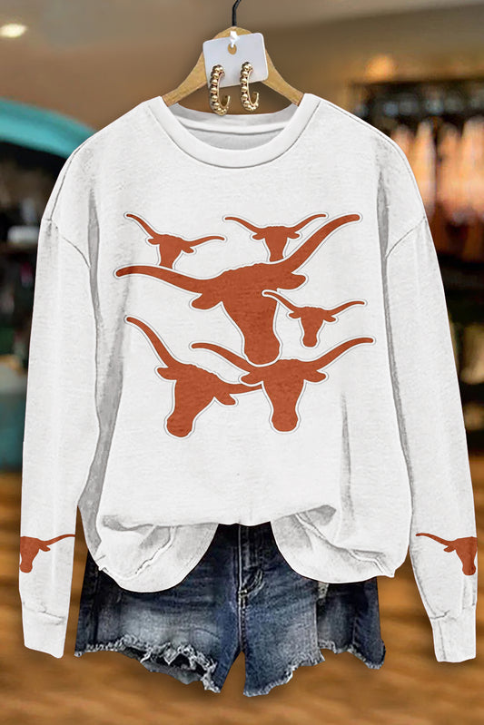 Classic Texas Longhorns Print Sweatshirt