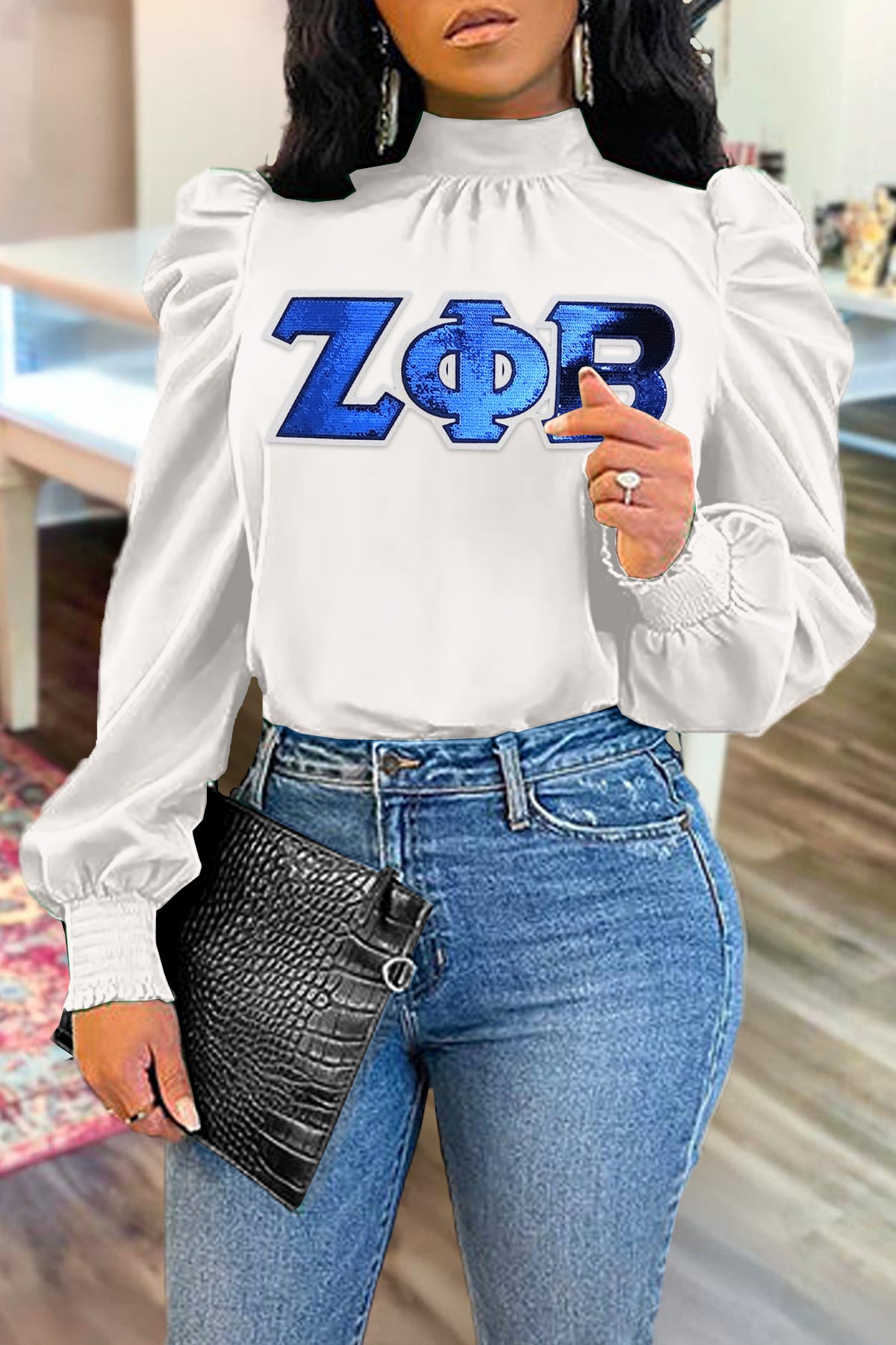 Zeta Phi Beta Sorority Puff Sleeve Blouse