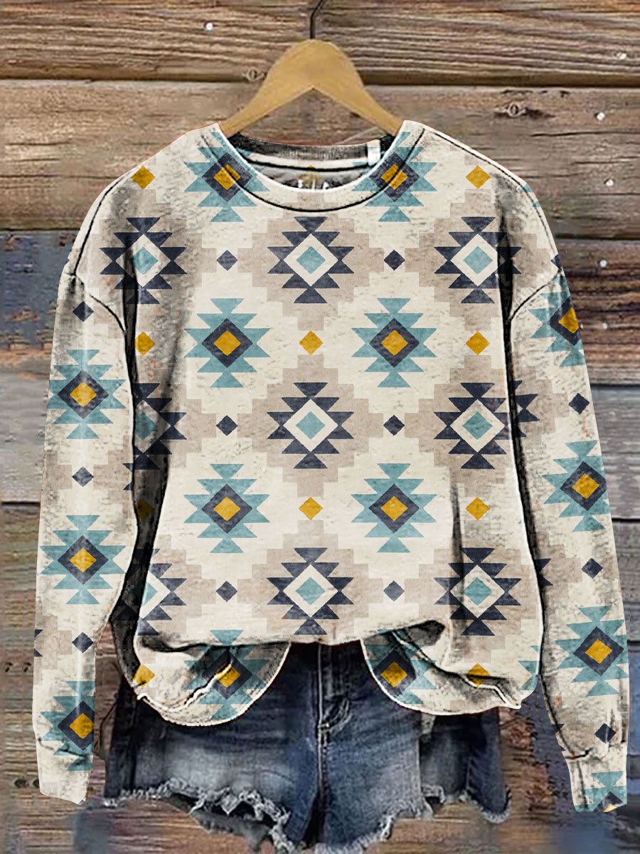 Tribal-Aztec Art Print Casual Sweatshirt