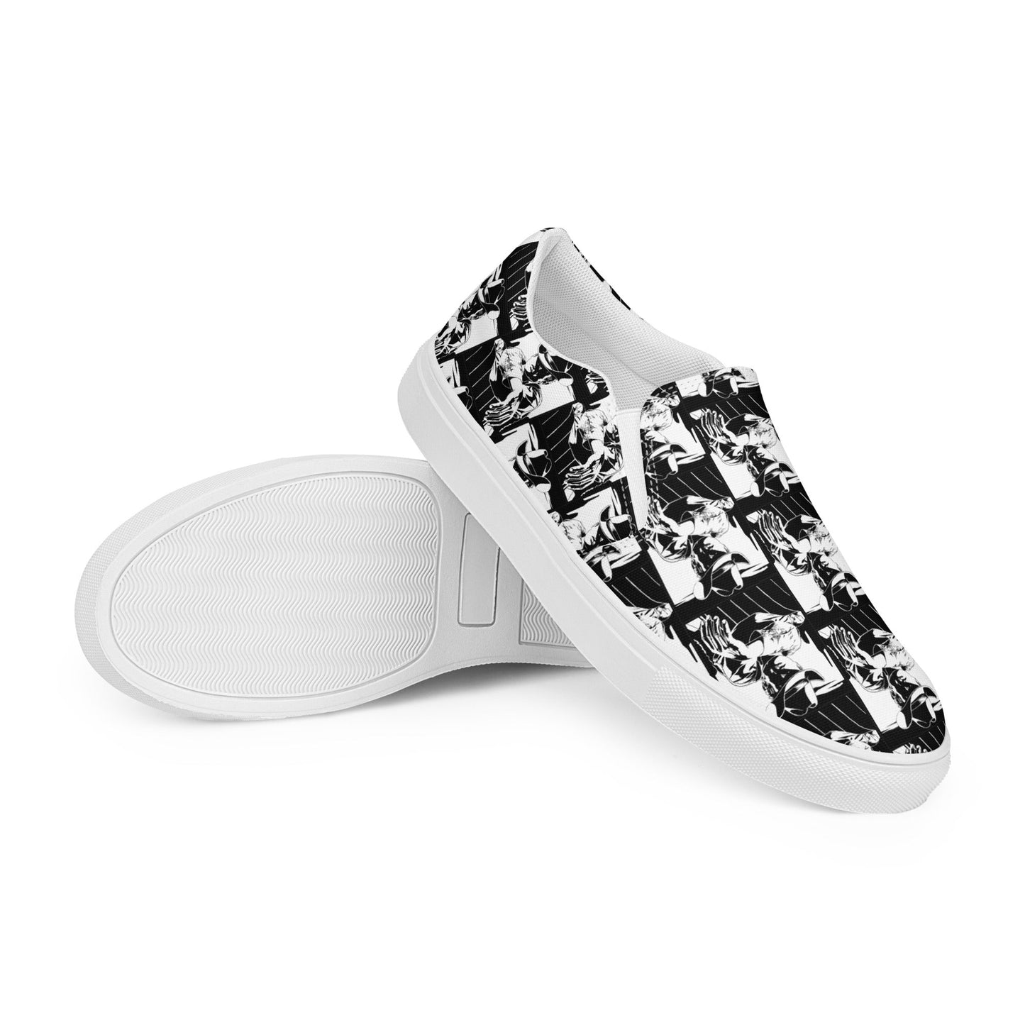 Black & White Cowboy Women__ Slip-on Canvas Shoes