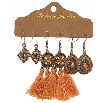 Women's Bohemian Tassel Earrings 3-Set Combination