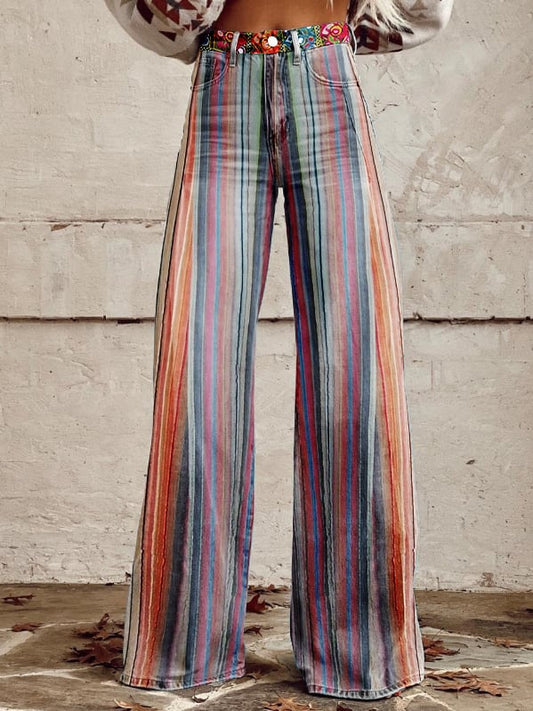 Women's Retro Hippie Wide Leg Pants