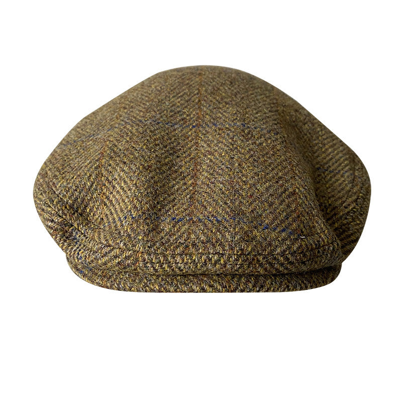 THE PEAKED Marl Flat Hat -Harris Tweed