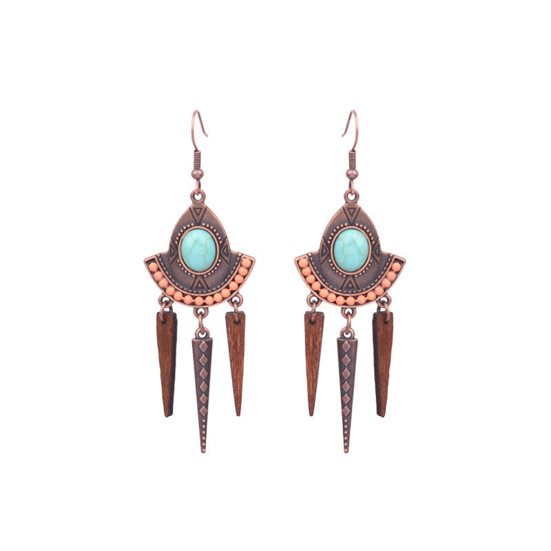 Women's Bohemian Teardrop-shaped Hand-woven Tassel Earrings