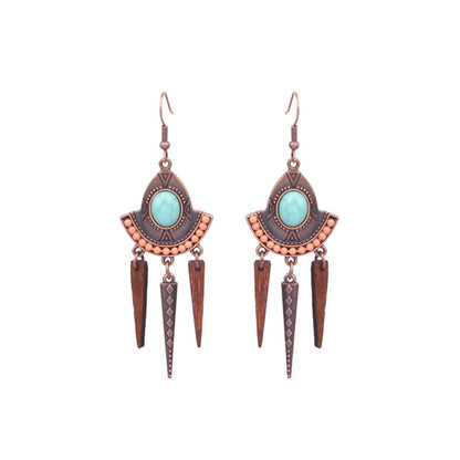 Women's Bohemian Teardrop-shaped Hand-woven Tassel Earrings