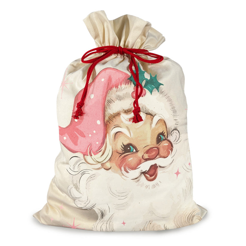 Christmas Gift Bag Vintage Santa Highland Cow