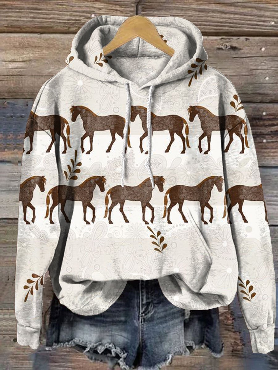 Vintage Print Casual Hoodie Sweatshirt