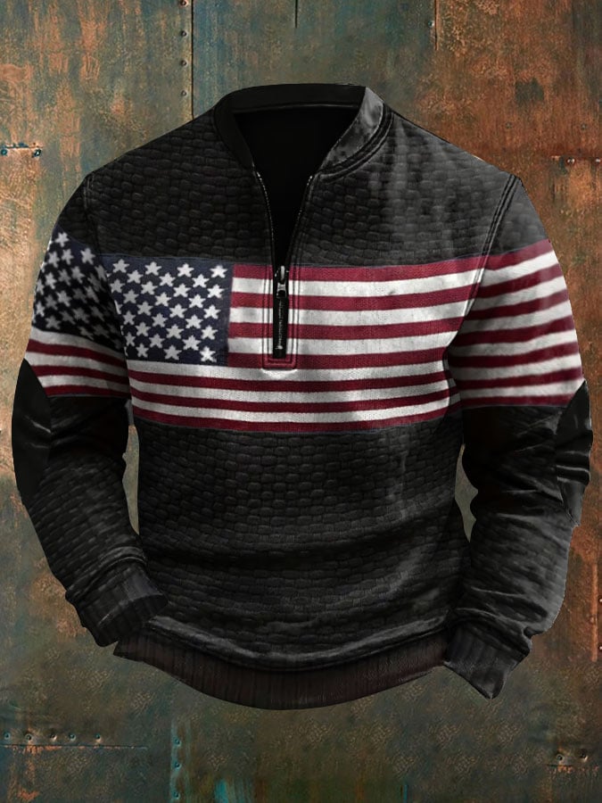 Men's Retro Solid Color Casual Pullover