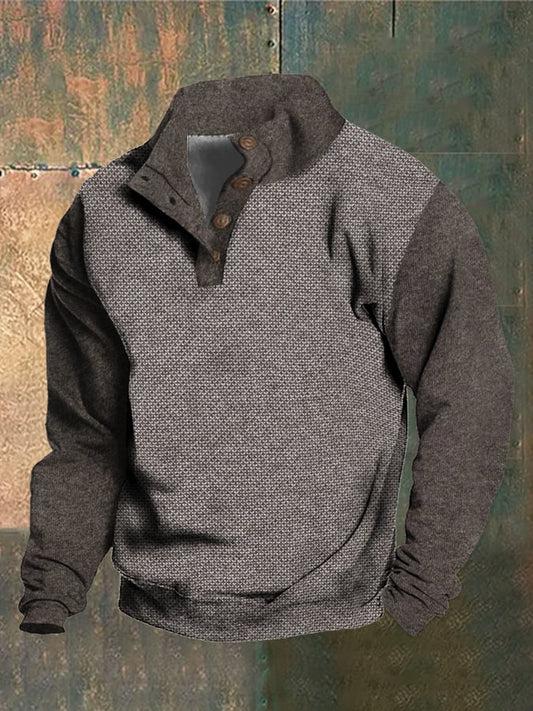 Men's Retro Western Stand Collar Sweatshirt