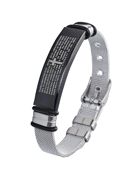 Personality adjustable cross titanium steel mesh men's bracelet