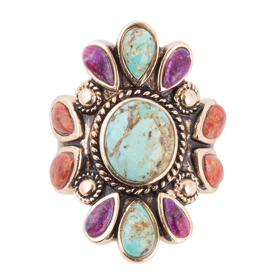 Native Color Turquoise Multi Stone Ring