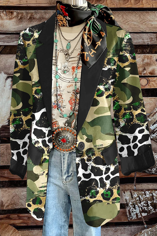 Camouflage Cow Print Blazer