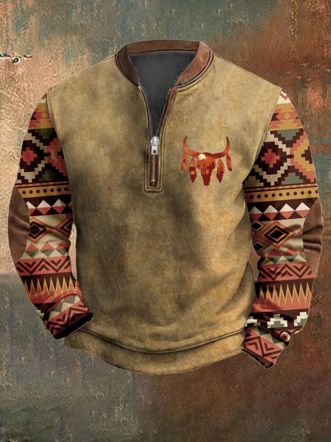 Men's Vintage Western Style Print Casual Sweatshirt