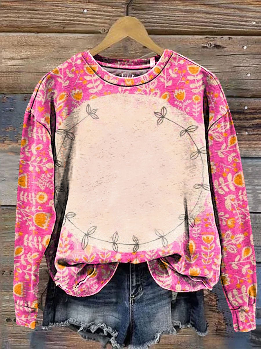 Floral Art Print Casual Sweatshirt