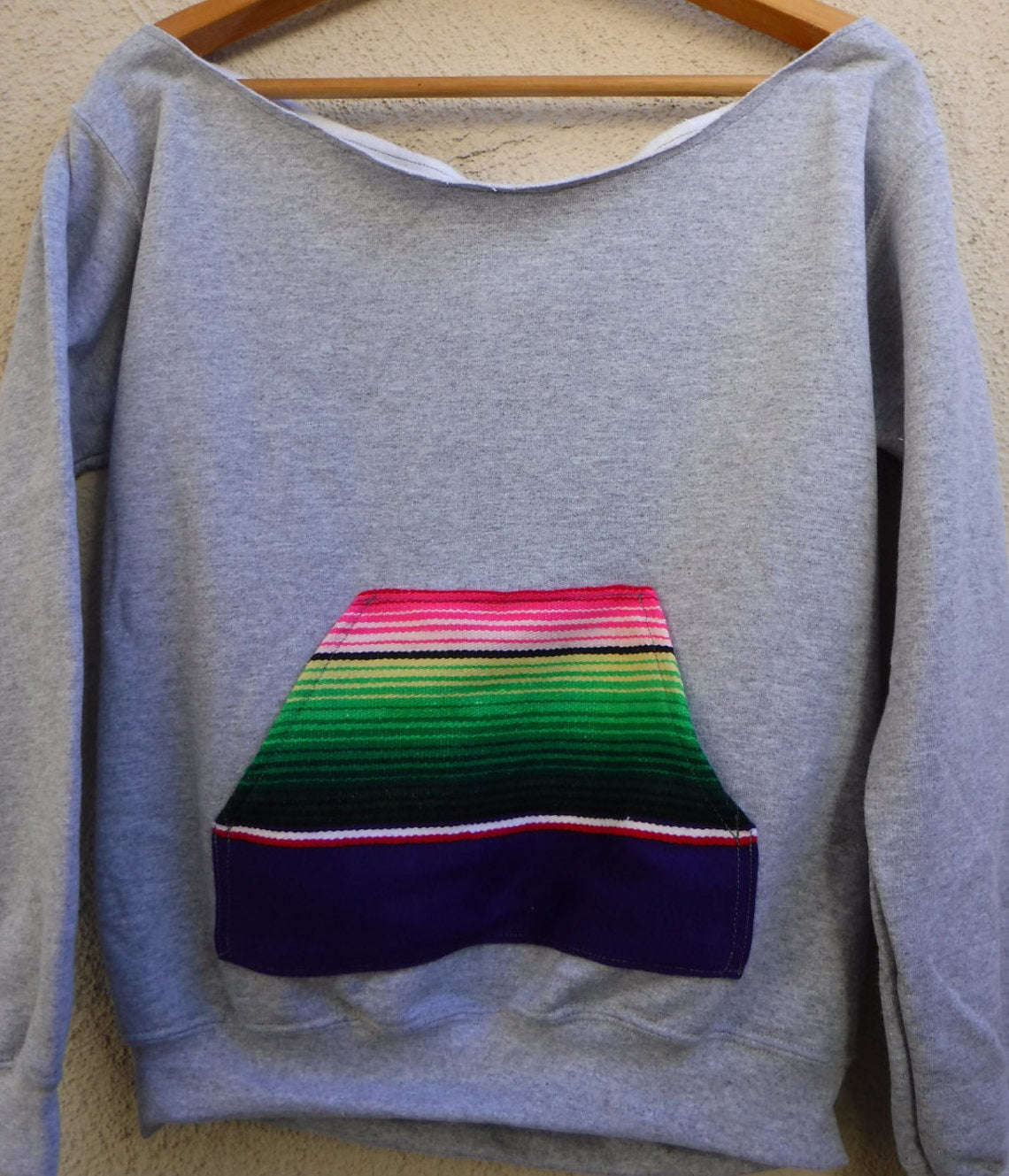 Off The Shoulder Sweatshirt with Serape Pocket