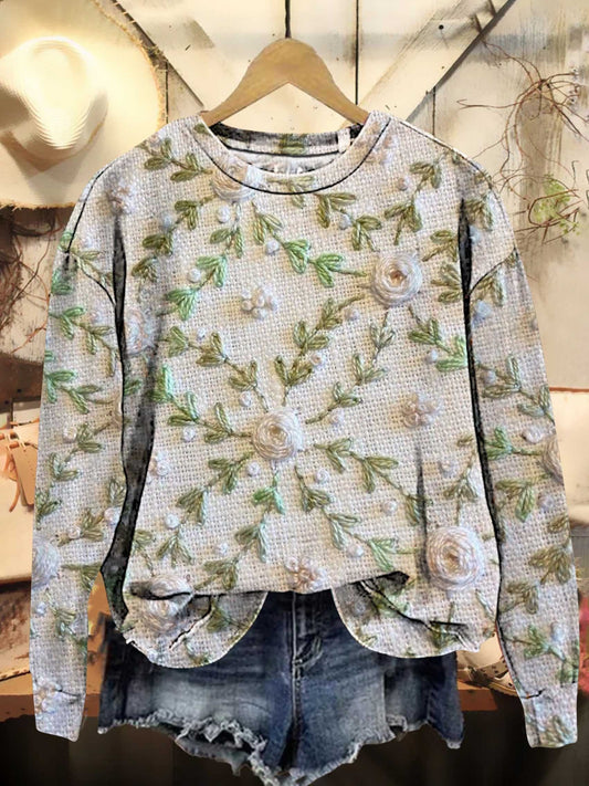 Retro Floral Art Casual Sweatshirt