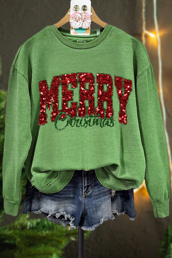 Classic Merry Christmas Contrasting Color Sweatshirt