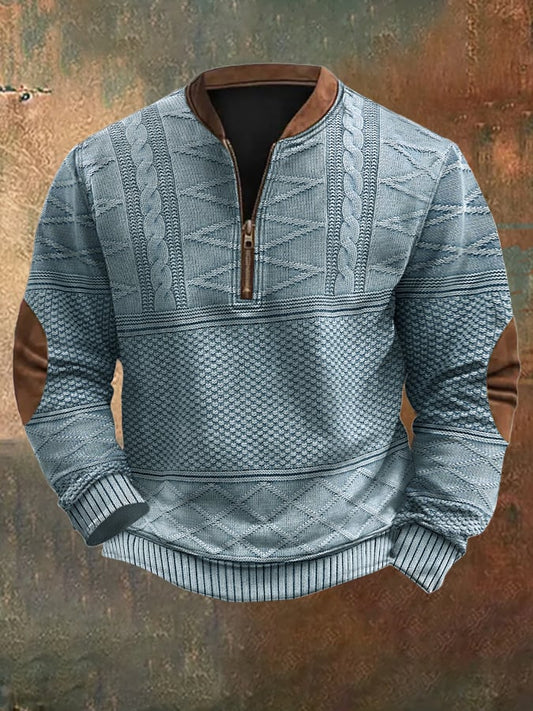 Men's Vintage Knitted Printed Sweatshirt