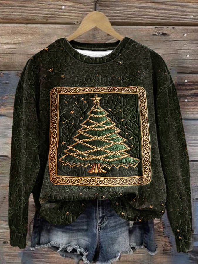 Women'S Christmas Tree Print Sweatshirt