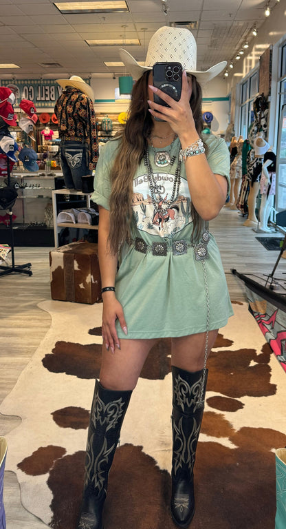 Western Casual Cowboy Printed T-Shirt Dress