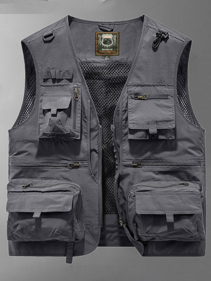 Men's Thin Outdoor Fishing Photography Multi-Pocket Cargo Vest