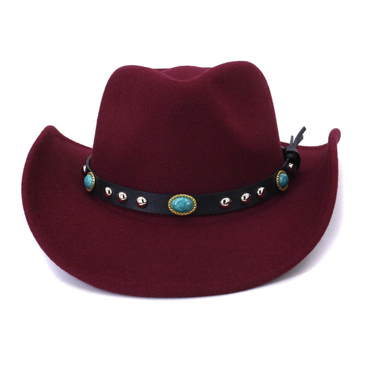 Karl Heart Top Wool Western Hat -  Wine Red