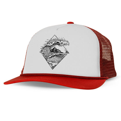 Crashing Wave Printed Trucker Hat