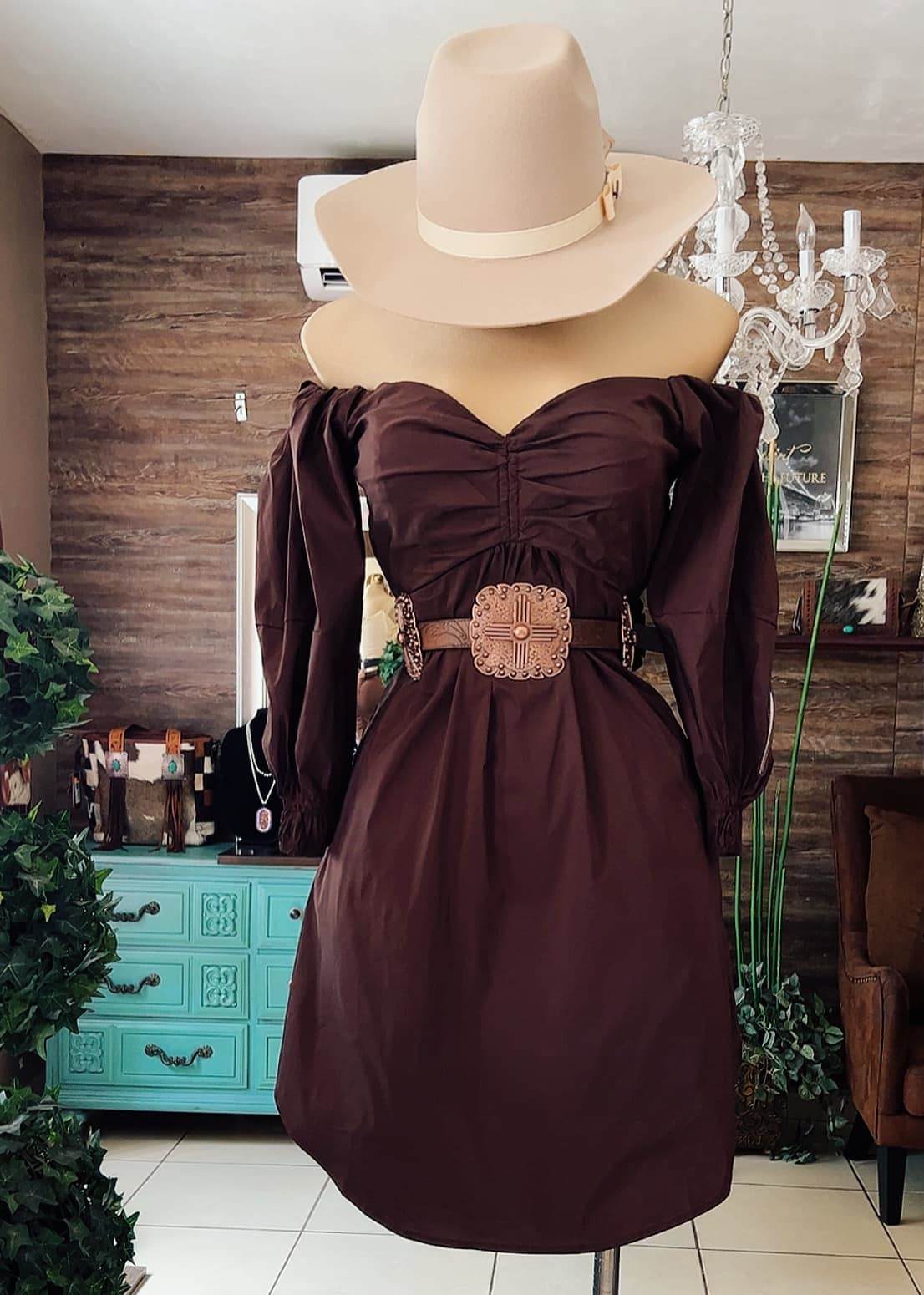 Dark Brown Strapless Vintage Dress