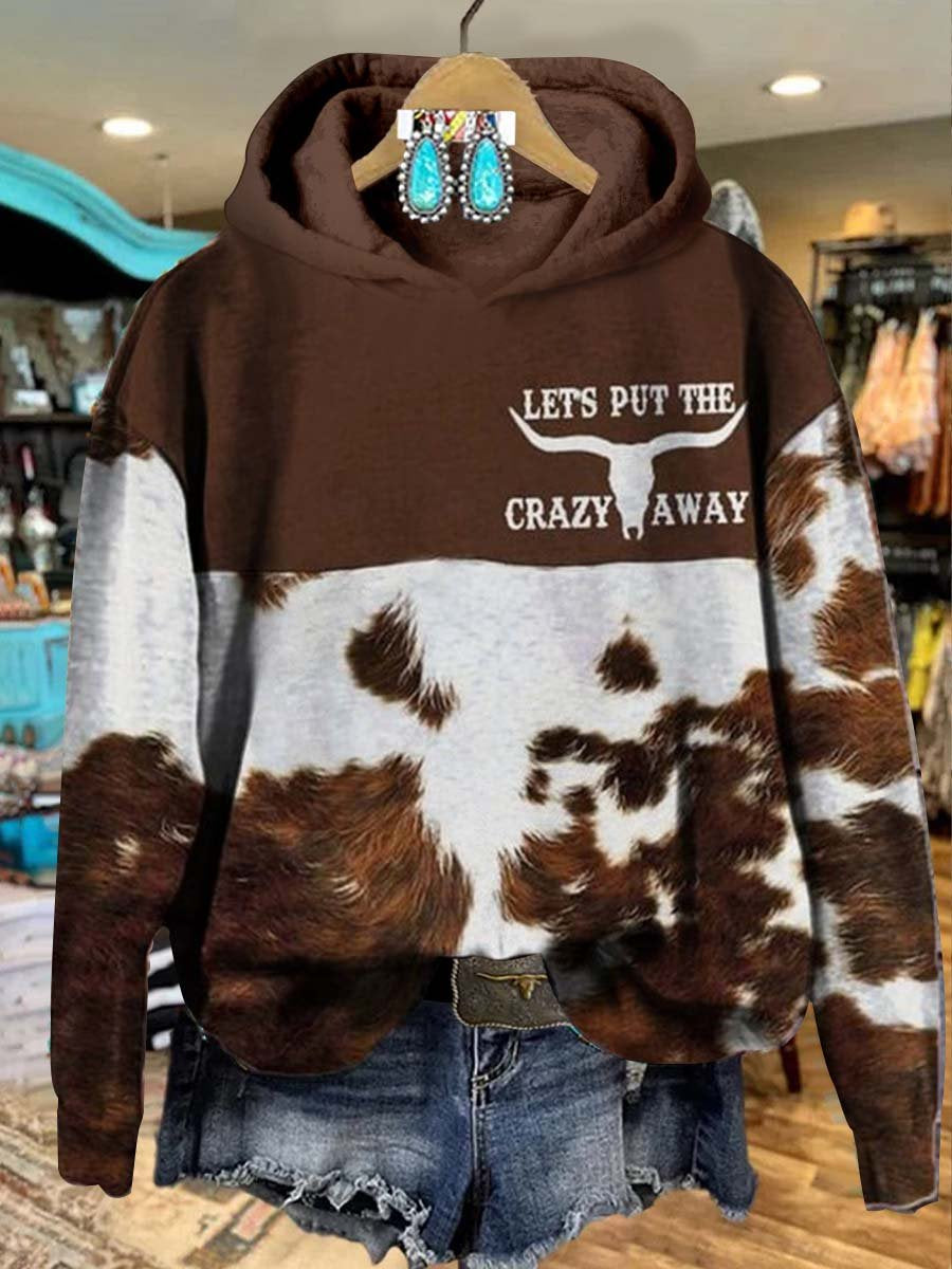 LET PUT THE CARZY AWAY , Western Print Casual Sweatshirt