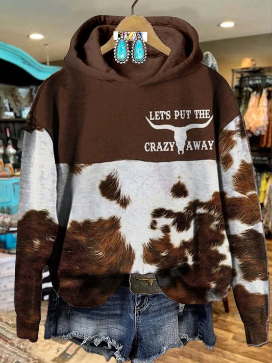 LET PUT THE CARZY AWAY , Western Print Casual Sweatshirt