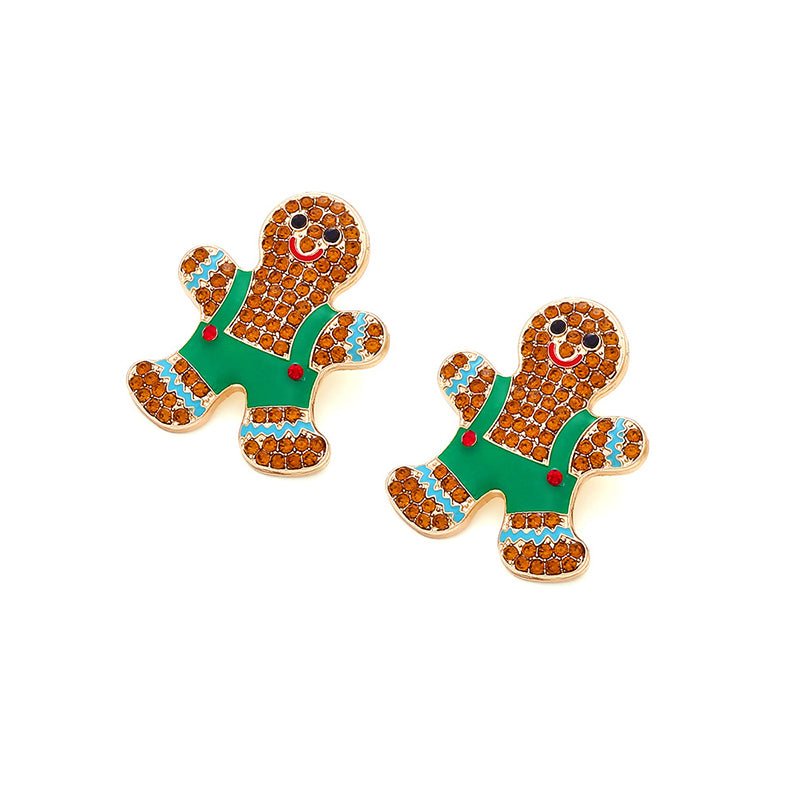 Cartoon Alloy Christmas Gingerbread Man Earrings