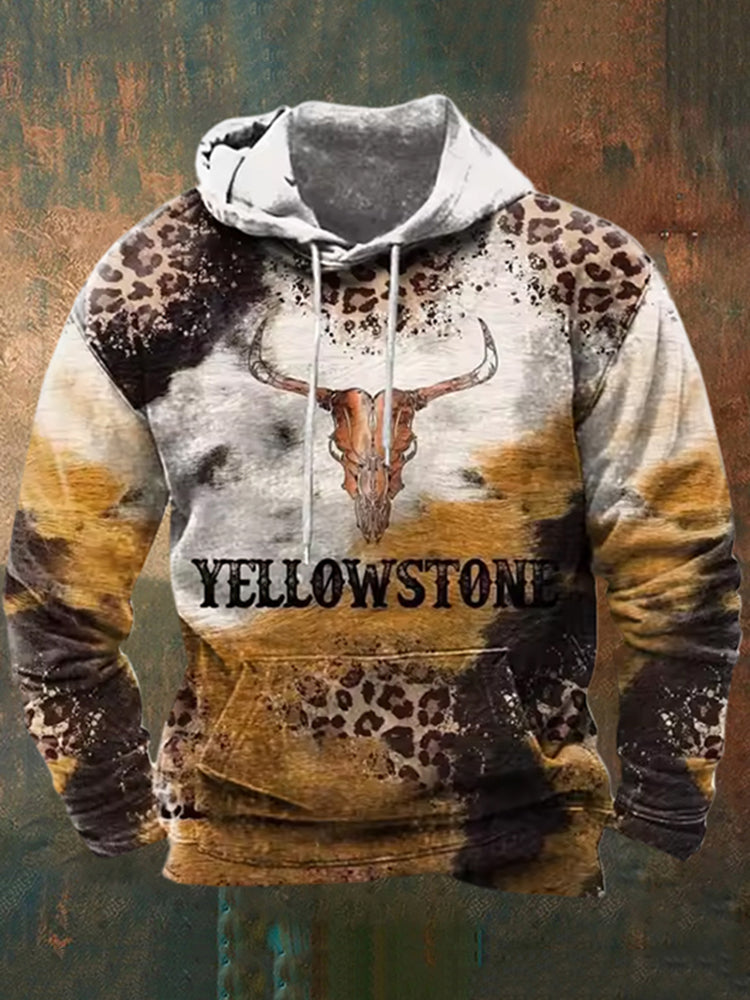 Men's Vintage Western Cowboys Print Hoodie