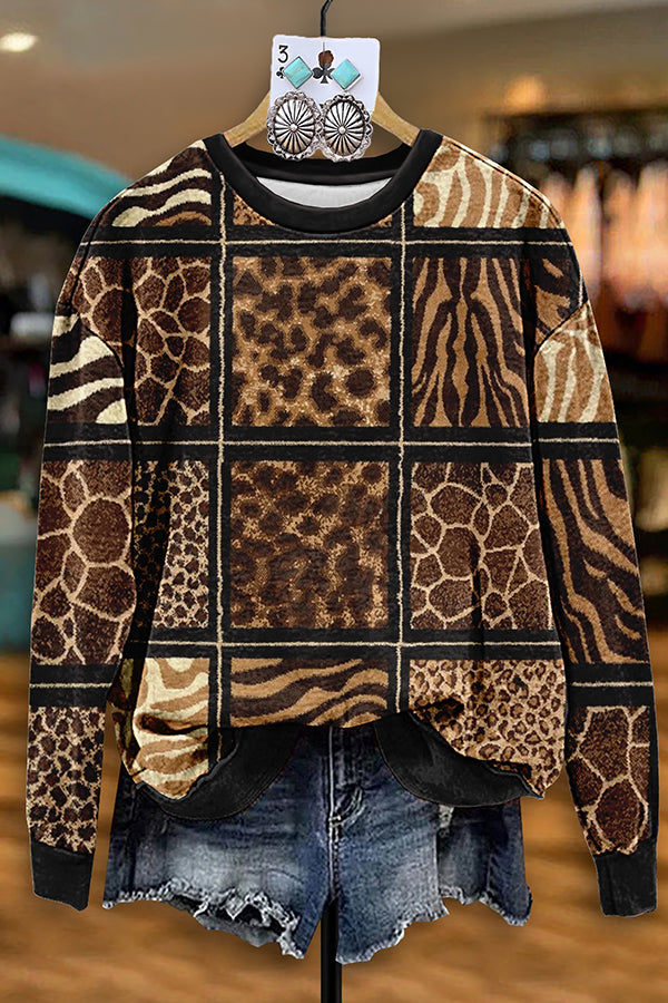 Vintage Western Leopard Print Sweatshirt