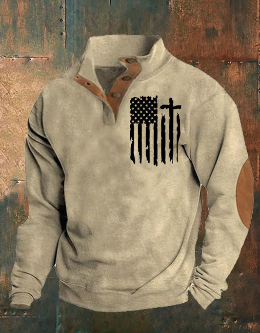 Men's Aintage Flag Print Sweatshirt