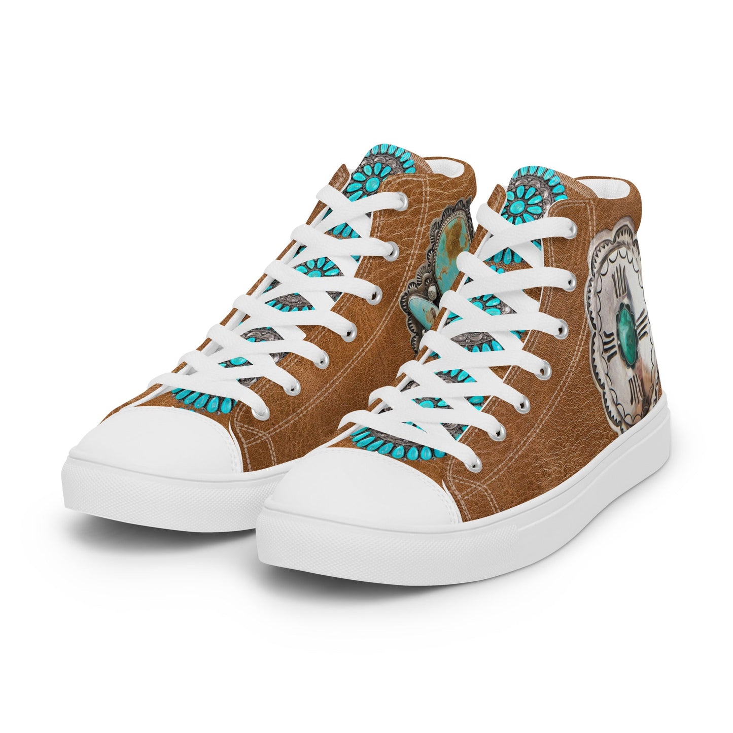 Turquoise Concho Women__ high top canvas shoes