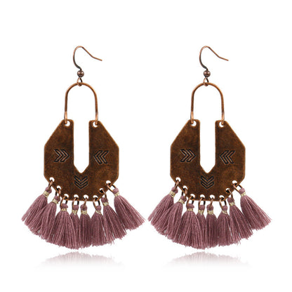 Women's Bohemian U-shaped Alloy Tassel Earrings