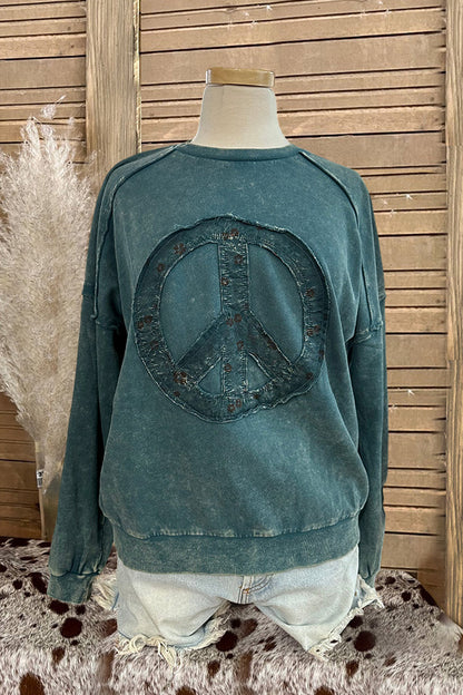 Vintage Peace Patchwork Sign Sweatshirt