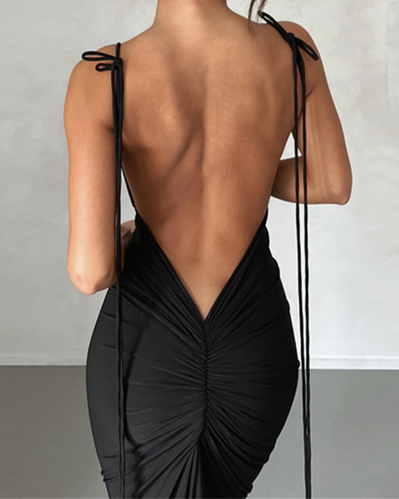 Slinged Sexy Waist-High Slim-Back Bottom-Bottom Stylish Dress