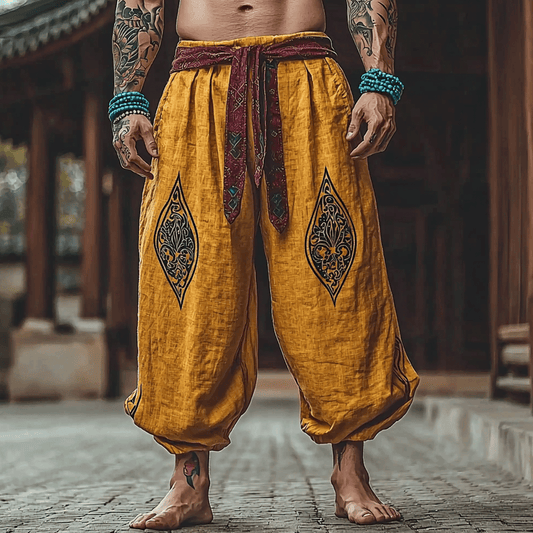 Men's Holiday Bohemian Ethnic Loose Linen Harem Pants