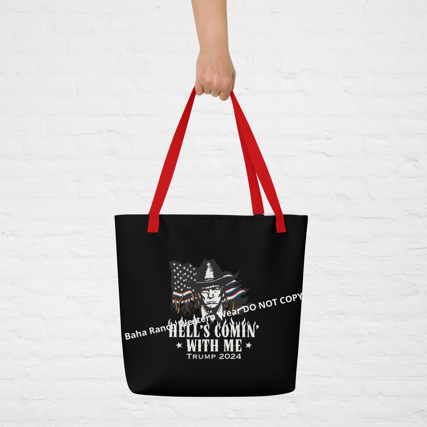 Hells Comin' With Me All-Over Print Large Tote Bag